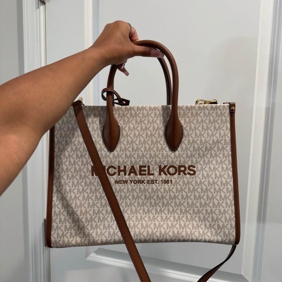 Michael Kors Tote (Beige/Brown MK Logo Print) - Picture 1 of 1